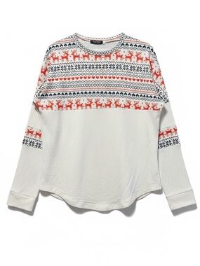 Camisa Fair Isle Reindeer Knit Top – XL